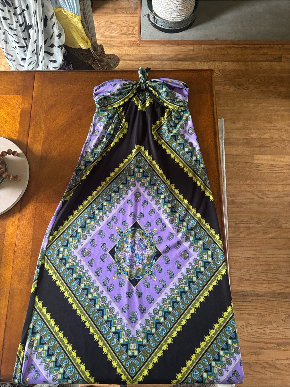 Alyn Paige Purple and Black Paisley Maxi Dress